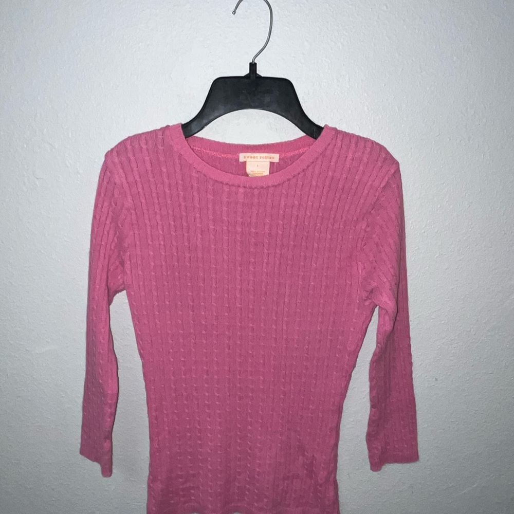 Sweet Romeo Long Sleeve Ribbed Top - Pink
